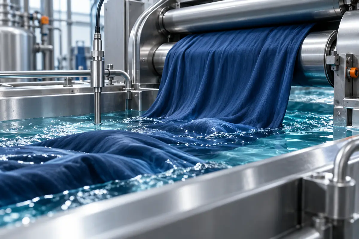 Proceso textil con agua y control de temperatura