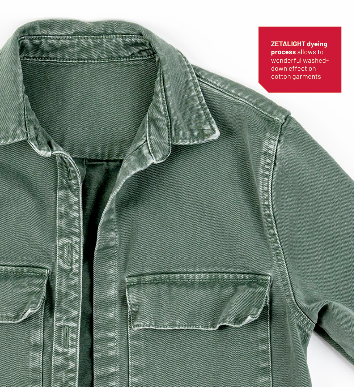 Camisa verde con efecto washed-down ZETALIGHT